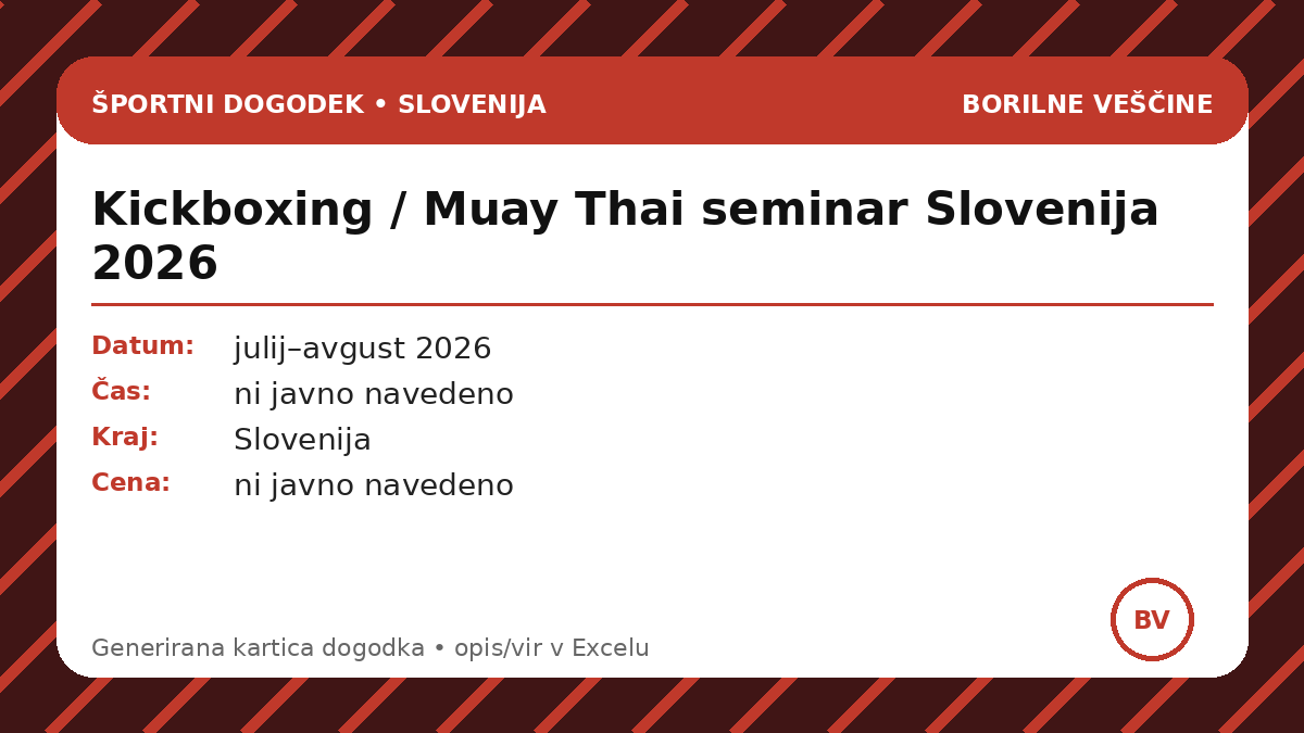 Семинар по кикбоксингу / муай-тай Словения 2026