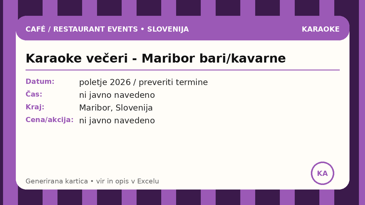 Караоке-вечера - бары/кафе Марибора