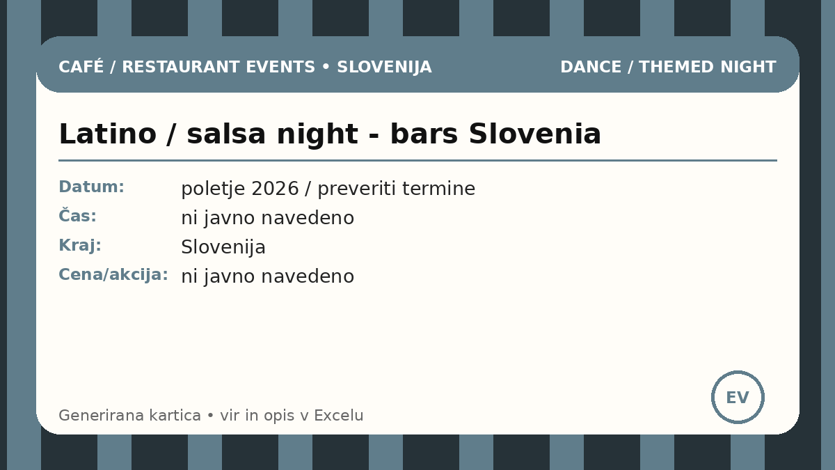 Латино / сальса вечер - бары Словении