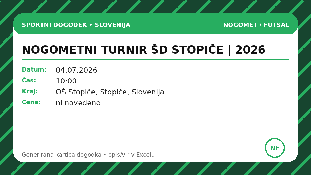 ФУТБОЛЬНЫЙ ТУРНИР ŠD STOPIČE | 2026