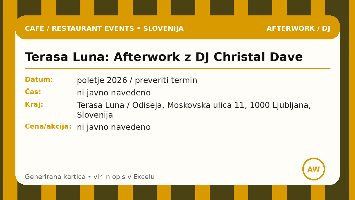 Терраса Луна: Afterwork с DJ Christal Dave