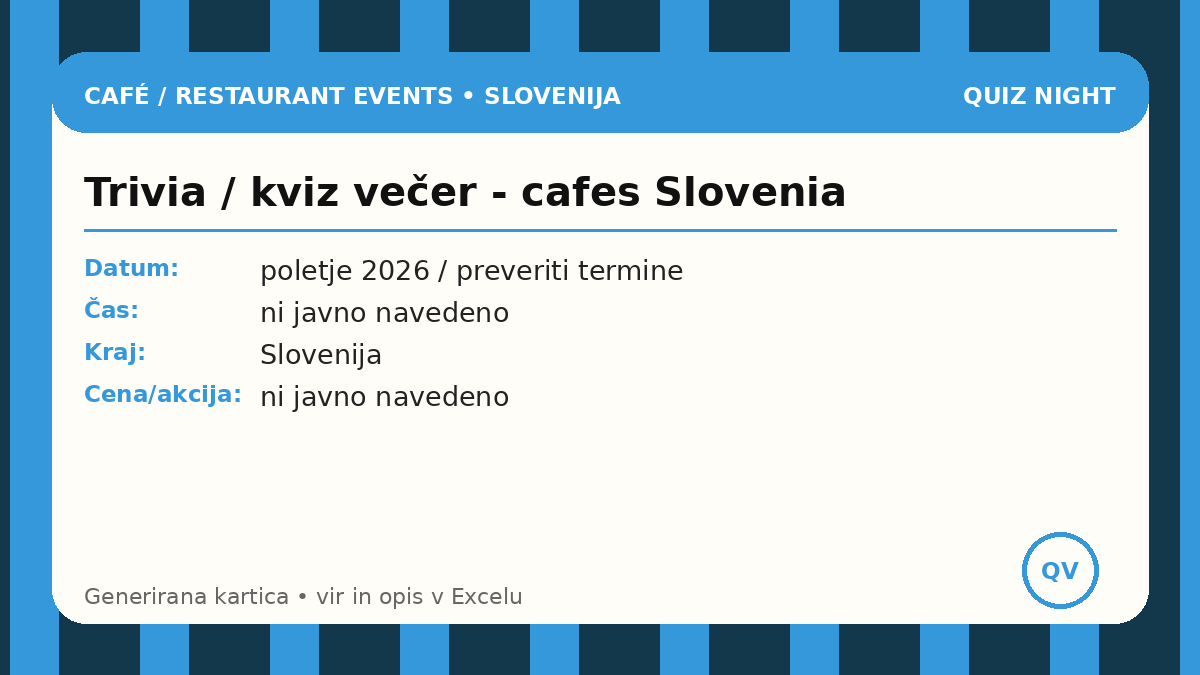 Викторина / вечер викторины - кафе Slovenia