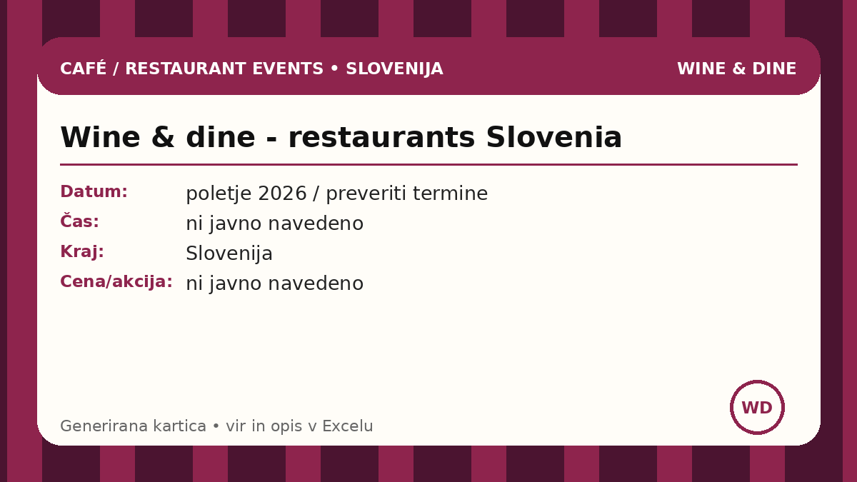 Wine & dine - рестораны Словении