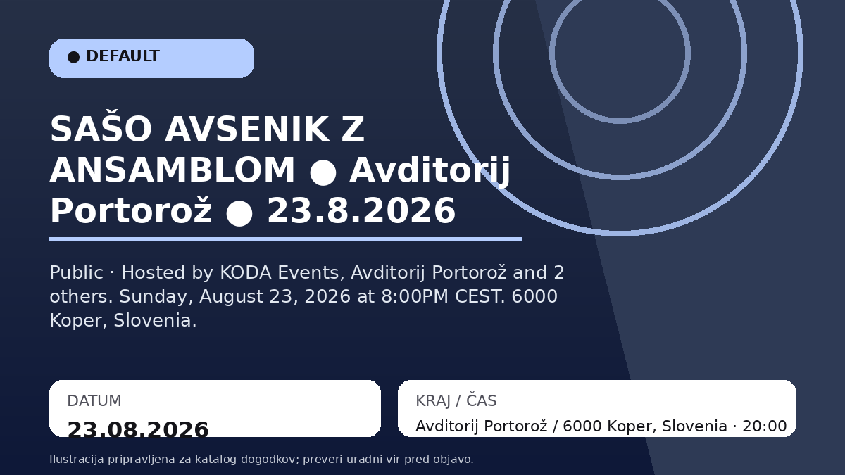 САШО АВСЕНИК С АНСАМБЛЕМ ● Аудиторий Порторож ● 23.8.2026